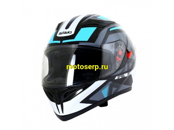 Купить  Шлем закрытый Ataki JK316 Route серый/голубой глянцевый р-р S интеграл (шт) (SM 825-7186 купить с доставкой по Москве и России, цена, технические характеристики, комплектация фото  - motoserp.ru