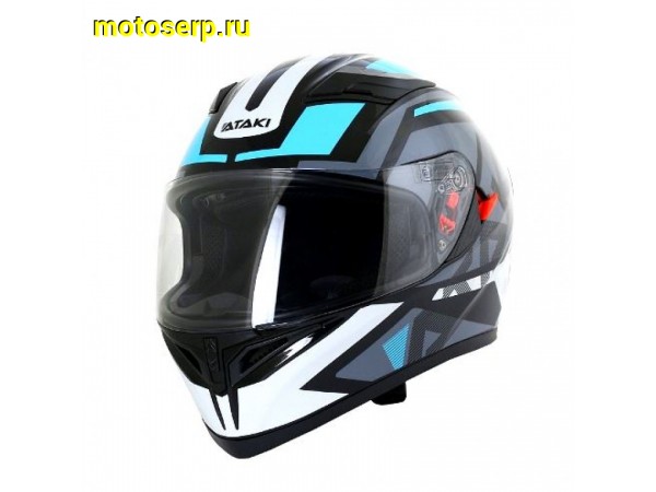 Купить  Шлем закрытый Ataki JK316 Route серый/голубой глянцевый р-р XL интеграл (шт) (SM 825-3502 купить с доставкой по Москве и России, цена, технические характеристики, комплектация фото  - motoserp.ru