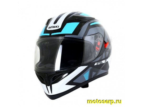Купить  Шлем закрытый Ataki JK316 Route серый/голубой глянцевый р-р XL интеграл (шт) (SM 825-3502 купить с доставкой по Москве и России, цена, технические характеристики, комплектация фото  - motoserp.ru