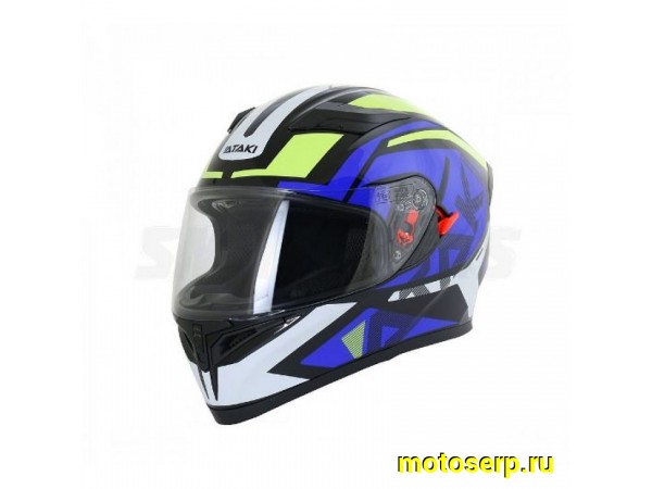 Купить  Шлем закрытый Ataki JK316 Route синий/желтый глянцевый р-р S интеграл (шт) (SM 825-5825 купить с доставкой по Москве и России, цена, технические характеристики, комплектация фото  - motoserp.ru