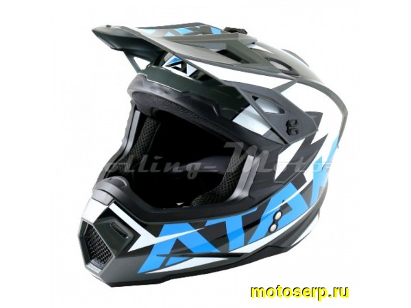 Купить  ====Шлем Кросс Ataki JK801 Rampage серый/синий глянцевыйр-р XL 1150гр (шт)  (0 купить с доставкой по Москве и России, цена, технические характеристики, комплектация фото  - motoserp.ru