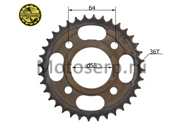 Купить  Звезда ведомая голая (венец) (428-36) (428-36T D-58mm, 4x64mm) SM-PARTS (шт) (SM 687-9836 купить с доставкой по Москве и России, цена, технические характеристики, комплектация фото  - motoserp.ru