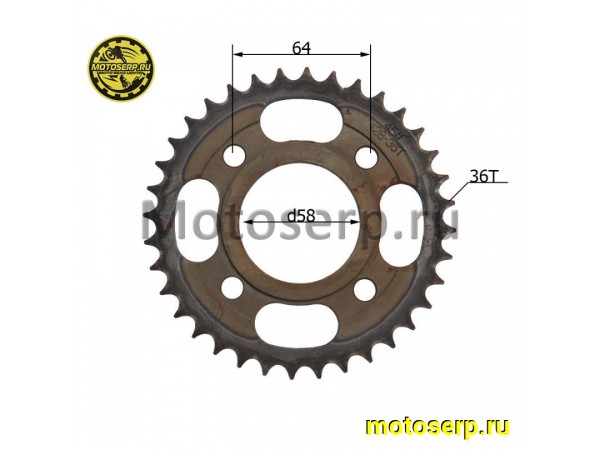 Купить  Звезда ведомая голая (венец) (428-36) (428-36T D-58mm, 4x64mm) SM-PARTS (шт) (SM 687-9836 купить с доставкой по Москве и России, цена, технические характеристики, комплектация фото  - motoserp.ru