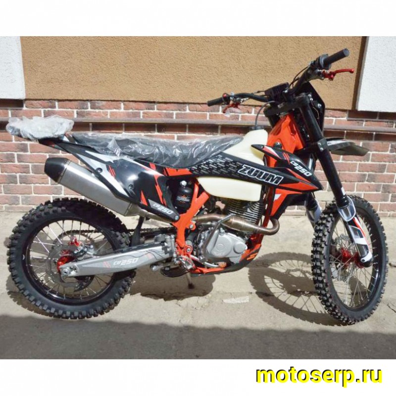 Купить  ====Мотоцикл Кросс/Эндуро ZUUM CR250 CB К8 (спортинв),  21/18, 4Т, 250cc, ZS172FMM, пластик КТМ , большой бак, вилка 48мм, карбюр, (Бер) (шт)   купить с доставкой по Москве и России, цена, технические характеристики, комплектация фото  - motoserp.ru