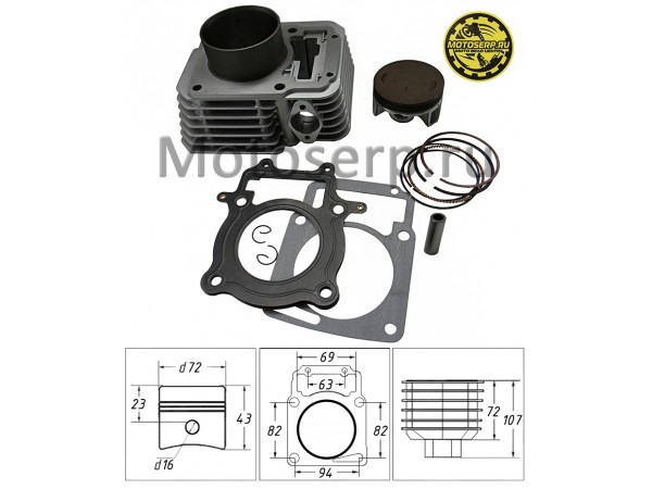 Купить  ЦПГ, поршневая группа 172FMM 250cc (D72; p-16; h-72; L-107) (CB250D-F) (шт) (TATA 800003004 (ML 12554 купить с доставкой по Москве и России, цена, технические характеристики, комплектация фото  - motoserp.ru