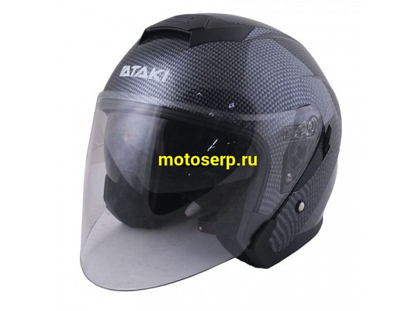 Купить  Шлем открытый  со стеклом Ataki JK526 Carbon черный/серый глянцевый M (шт) (SM 823-7677 купить с доставкой по Москве и России, цена, технические характеристики, комплектация фото  - motoserp.ru