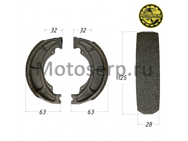 Купить  Колодки тормозные барабан d=125mm h=28mm  BAJAJ NS150 (задние), BAJAJ BOXER (задние/передние) (пар) (Bajaj 30151105 купить с доставкой по Москве и России, цена, технические характеристики, комплектация фото  - motoserp.ru
