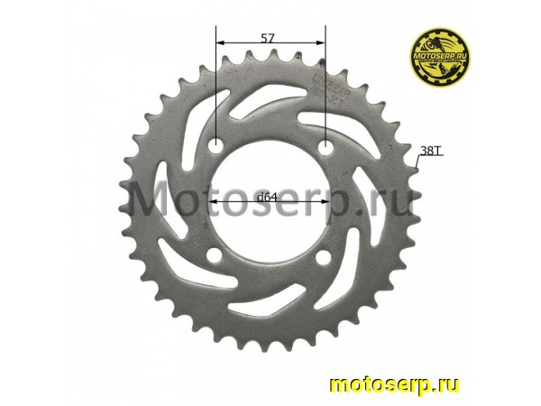 Купить  Звезда ведомая голая (венец) (428-38) (428-38T D-64mm, 4x57mm) Racer RC200-CS, RC250CS Skyway, STELS SB 200 и др. (шт) (TATA 800000182 купить с доставкой по Москве и России, цена, технические характеристики, комплектация фото  - motoserp.ru