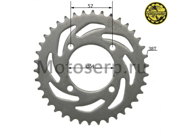 Купить  Звезда ведомая голая (венец) (428-38) (428-38T D-64mm, 4x57mm) Racer RC200-CS, RC250CS Skyway, STELS SB 200 и др. (шт) (TATA 800000182 купить с доставкой по Москве и России, цена, технические характеристики, комплектация фото  - motoserp.ru