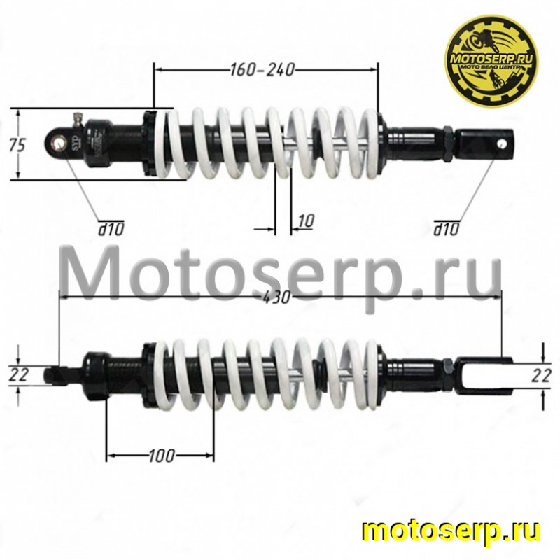 Купить  Амортизатор задний (L-430mm,D-10mm, M10) TTR250a (шт) (TATA 709000051 (MOTO-SKUTER 13876 купить с доставкой по Москве и России, цена, технические характеристики, комплектация фото  - motoserp.ru