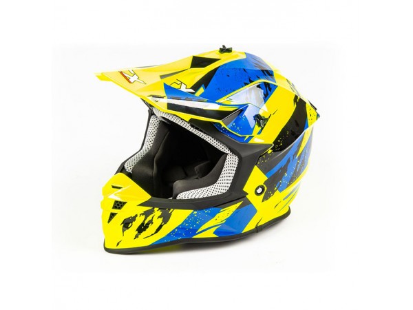 Купить  Шлем Кросс GTX 633 (S) #1 FLUO YELLOW/BLUE BLACK (шт) (0 купить с доставкой по Москве и России, цена, технические характеристики, комплектация фото  - motoserp.ru