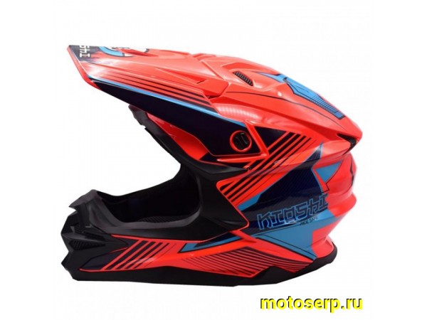 Купить  Шлем Кросс KIOSHI Holeshot 801 (реплика Shoei VFX-WR) оранжевый/синий р-р S  (шт) (Regul 304171-9 купить с доставкой по Москве и России, цена, технические характеристики, комплектация фото  - motoserp.ru