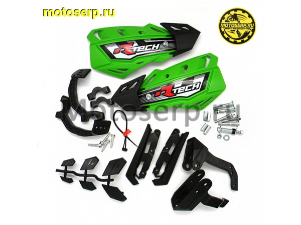 Купить  Защита рук/рычагов (уши) RTech FLX + крепеж на руль + крепеж на рычаги (зеленая) (комп) (SM 123-8738 купить с доставкой по Москве и России, цена, технические характеристики, комплектация фото  - motoserp.ru