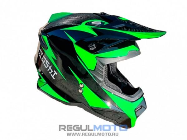 Купить  Шлем Кросс KIOSHI Holeshot 801 черный/зеленый р-р М (шт) (Regul 304171-18 купить с доставкой по Москве и России, цена, технические характеристики, комплектация фото  - motoserp.ru