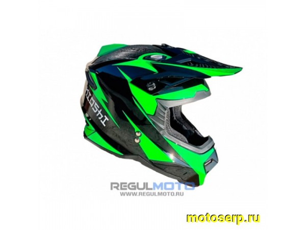 Купить  Шлем Кросс KIOSHI Holeshot 801 черный/зеленый р-р М (шт) (Regul 304171-18 купить с доставкой по Москве и России, цена, технические характеристики, комплектация фото  - motoserp.ru