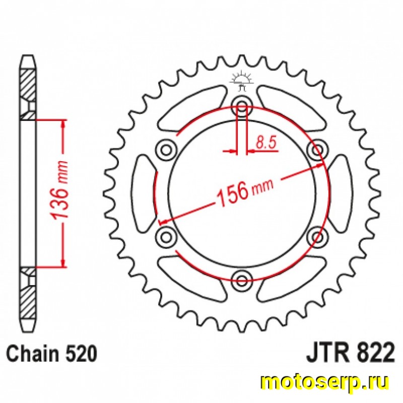 Купить  Звезда ведущая JTR822.52 gas gas ec JP(шт) купить с доставкой по Москве и России, цена, технические характеристики, комплектация фото  - motoserp.ru