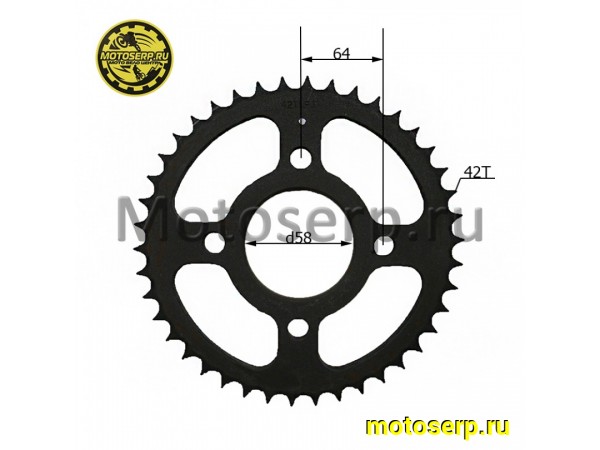 Купить  Звезда ведомая голая (венец) (428-42) (428-42T D-58mm, 4x64mm) Bajaj Boxer 150 / V150 (шт) (Bajaj DX151023 купить с доставкой по Москве и России, цена, технические характеристики, комплектация фото  - motoserp.ru