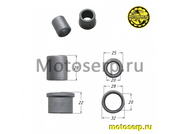 Купить  Втулка оси колеса (d-20, D-32/28, L-22) (d-20, D-25, L-28) переднего GR2 (пар)  (SM 196-6856 купить с доставкой по Москве и России, цена, технические характеристики, комплектация фото  - motoserp.ru