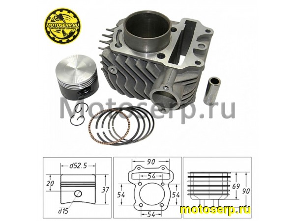 Купить  ЦПГ, поршневая группа 153QMI  125cc (D52,4; p-15) (шт) (R1 купить с доставкой по Москве и России, цена, технические характеристики, комплектация фото  - motoserp.ru