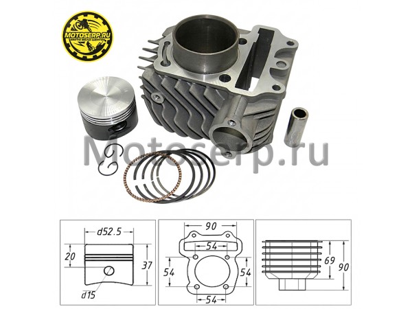 Купить  ЦПГ, поршневая группа 153QMI  125cc (D52,4; p-15) (шт) (R1 купить с доставкой по Москве и России, цена, технические характеристики, комплектация фото  - motoserp.ru