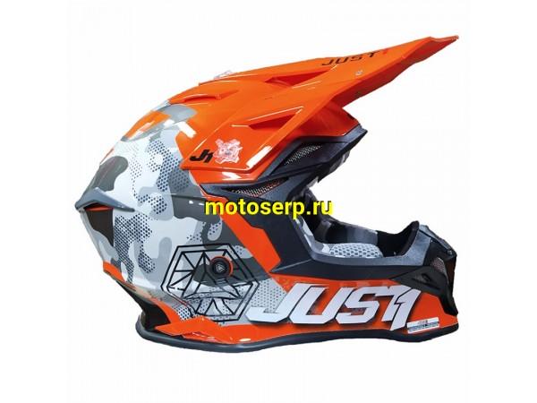 Купить  Шлем Кросс JUST1 J39 Kinetic камуфляж/серый/Hi-Vis оранжевый глянцевый (2021) XL (шт) (SM 941-3372 купить с доставкой по Москве и России, цена, технические характеристики, комплектация фото  - motoserp.ru