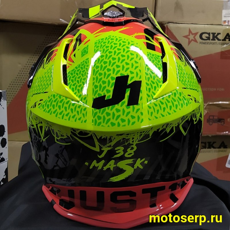 Купить  Шлем Кросс JUST1 J38 MASK Hi-Vis желтый/красный/черный глянцевый (2021) M (шт)  (SM 941-2341 купить с доставкой по Москве и России, цена, технические характеристики, комплектация фото  - motoserp.ru