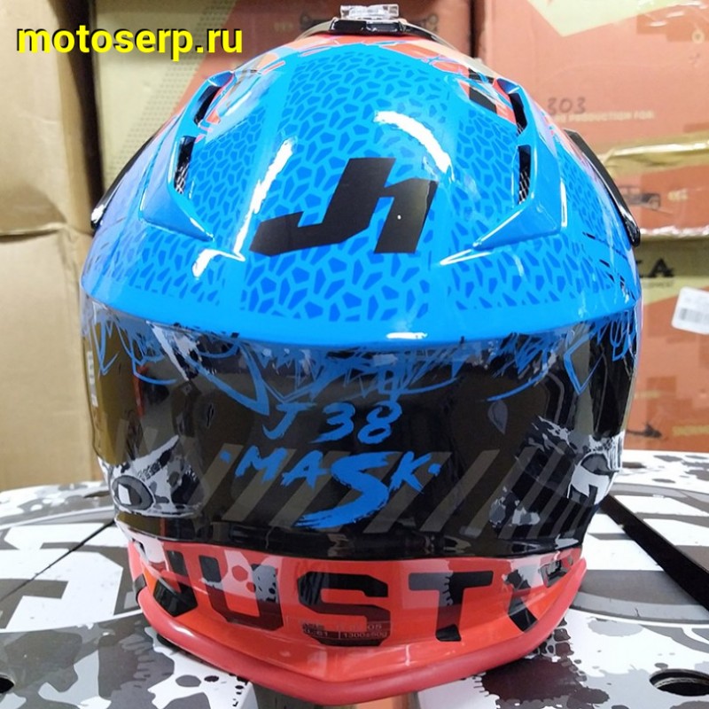 Купить  Шлем Кросс JUST1 J38 MASK синий/красный/черный глянцевый (2021) M (шт)  (SM 941-8788 купить с доставкой по Москве и России, цена, технические характеристики, комплектация фото  - motoserp.ru