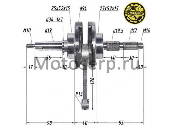 Купить  Коленвал (вал коленчатый) 156FMJ (1P56FMJ) YX140cc  p-13mm (без эл.стартера) KAYO-140, JMC, YCF и др.(шт) (SM 015-5805  купить с доставкой по Москве и России, цена, технические характеристики, комплектация фото  - motoserp.ru