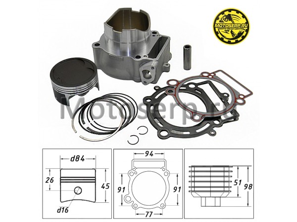Купить  ЦПГ, поршневая группа 177MM 300cc (D84; p-16; h-51; L-99) (big bore БИГ БОР 300сс) (CN) (шт) (AVANTIS 17197 (ML 12894 купить с доставкой по Москве и России, цена, технические характеристики, комплектация фото  - motoserp.ru