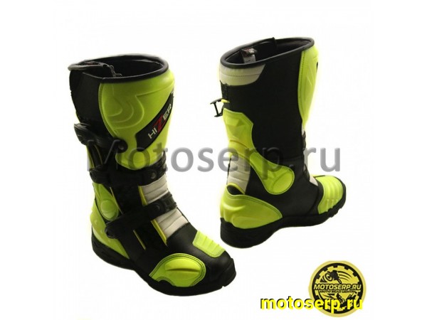 Купить  Мотоботы кросс. HIZER AT-6093  (защ. голени), черные (черно-желтые) р-р 40" (NQ) (пар) (0 купить с доставкой по Москве и России, цена, технические характеристики, комплектация фото  - motoserp.ru
