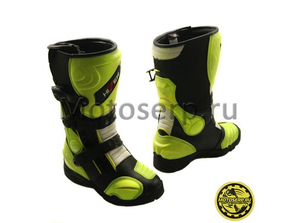 Купить  Мотоботы кросс. HIZER AT-6093  (защ. голени), черные (черно-желтые) р-р 43"  (NQ) (пар) (0 купить с доставкой по Москве и России, цена, технические характеристики, комплектация фото  - motoserp.ru