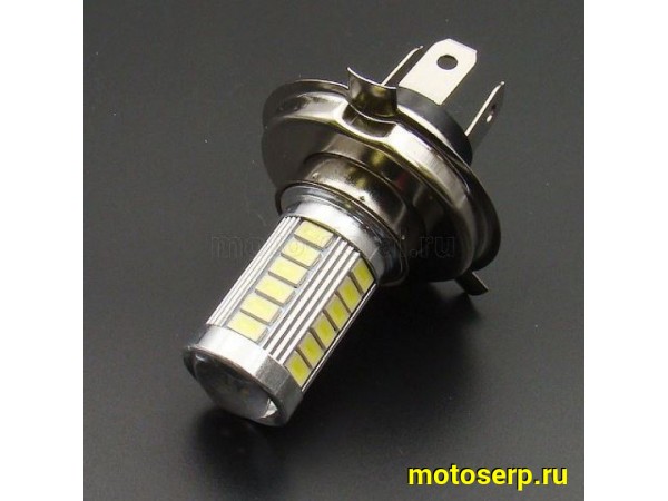 Купить  Лампа фары LED H4 (Р43t) 8 Вт/ 800Лм/ 5000К (33-SMD диода 5630); фары, светодиодная  (шт)  (MD 04100 купить с доставкой по Москве и России, цена, технические характеристики, комплектация фото  - motoserp.ru