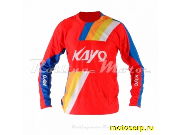 Купить  Джерси (футболка для мотокросса) KAYO красная/синяя  (детская) (L) (шт)  (0 купить с доставкой по Москве и России, цена, технические характеристики, комплектация фото  - motoserp.ru