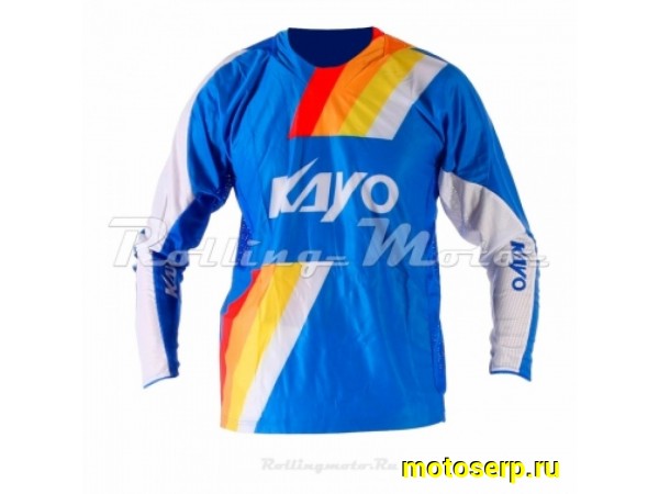Купить  Джерси (футболка для мотокросса) KAYO  синяя/белая (детская) (L) (шт)  (0 купить с доставкой по Москве и России, цена, технические характеристики, комплектация фото  - motoserp.ru