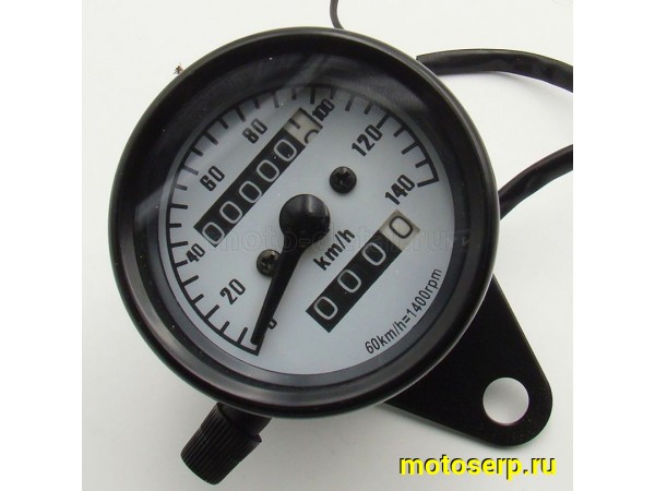Купить  Спидометр универсальный механ. 140км/ч (черный) белая панель (шт) (MD 00007786 купить с доставкой по Москве и России, цена, технические характеристики, комплектация фото  - motoserp.ru