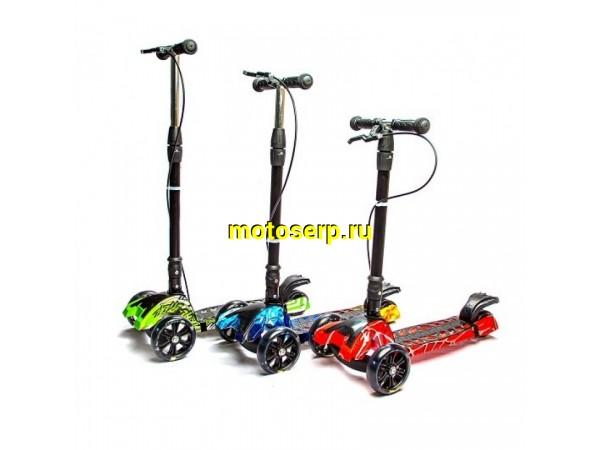 Купить  ====Самокат 3х колесный D 120 мм SCOOTER SPORT (Скутер Спорт) широкие колеса, усиленный подростковый, ручной тормоз (шт) (Кит купить с доставкой по Москве и России, цена, технические характеристики, комплектация фото  - motoserp.ru