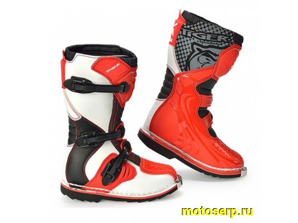Купить  Мотоботы кросс. TIGER MTR-TE002 (защ. голени), красный/белый 33" (N/Q) (пар) (MOTAX купить с доставкой по Москве и России, цена, технические характеристики, комплектация фото  - motoserp.ru