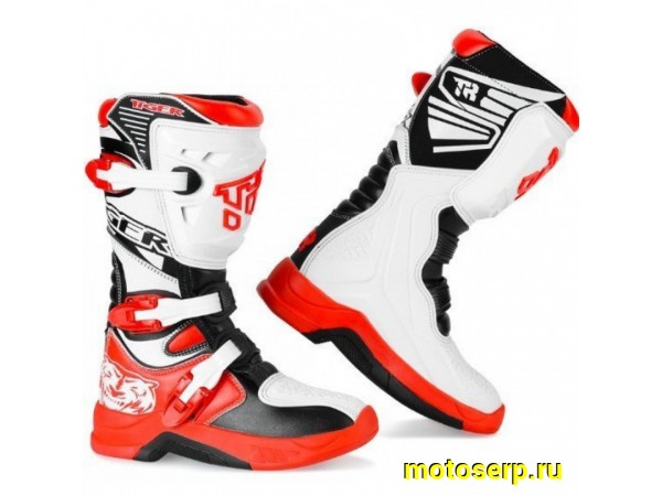 Купить  Мотоботы кросс. TIGER MTR-TE005 (защ. голени), красный/белый 34" (N/Q) (пар) (MOTAX купить с доставкой по Москве и России, цена, технические характеристики, комплектация фото  - motoserp.ru