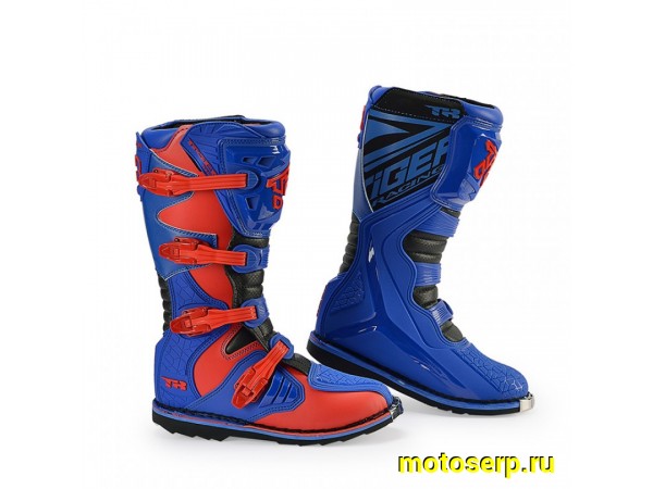 Купить  Мотоботы кросс. TIGER MTR-E002 (защ. голени), синий/красный 46" (пар) (Regul 205105-8 купить с доставкой по Москве и России, цена, технические характеристики, комплектация фото  - motoserp.ru
