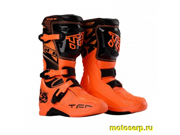 Купить  ====Мотоботы кросс. TIGER MTR-TE006 (защ. голени), оранж/черный 33" (пар) (0 купить с доставкой по Москве и России, цена, технические характеристики, комплектация фото  - motoserp.ru