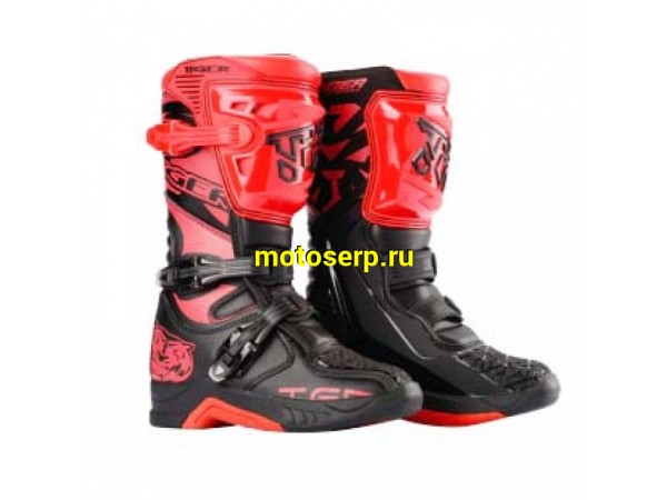 Купить  ====Мотоботы кросс. TIGER MTR-TE006 (защ. голени), черный/красный 36" (Ч/З) (пара) (0 купить с доставкой по Москве и России, цена, технические характеристики, комплектация фото  - motoserp.ru