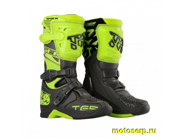 Купить  Мотоботы кросс. TIGER MTR-TE006 (защ. голени), черный/лайм 33" (пар) (Regul 205110-1 купить с доставкой по Москве и России, цена, технические характеристики, комплектация фото  - motoserp.ru