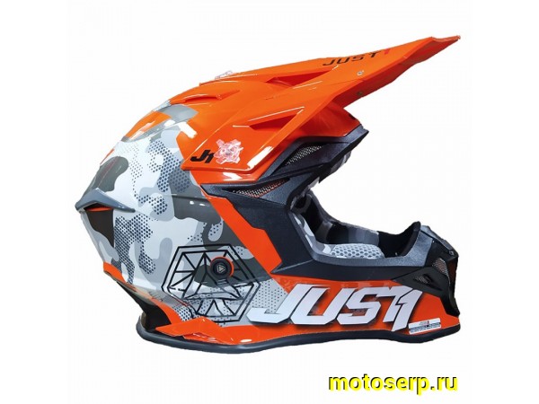 Купить  ====Шлем Кросс JUST1 J39 Kinetic камуфляж/серый/Hi-Vis оранжевый глянцевый (2021) XS (шт) (SM 941-7967 купить с доставкой по Москве и России, цена, технические характеристики, комплектация фото  - motoserp.ru