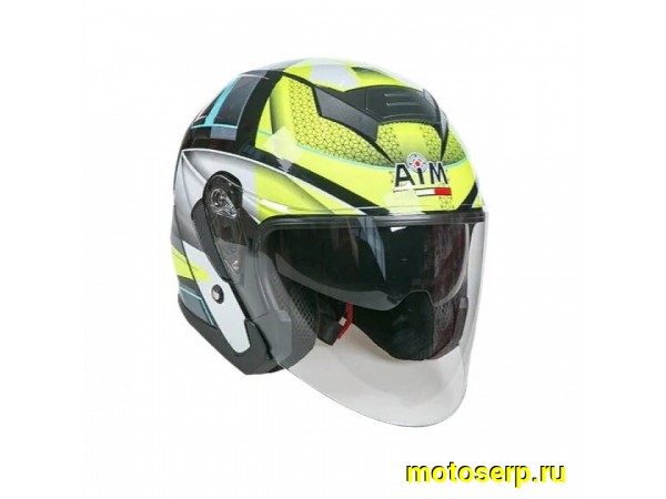 Купить  Шлем открытый  со стеклом AiM JK526  желтый/серый/черный L (шт) (AIM 526-014-L купить с доставкой по Москве и России, цена, технические характеристики, комплектация фото  - motoserp.ru
