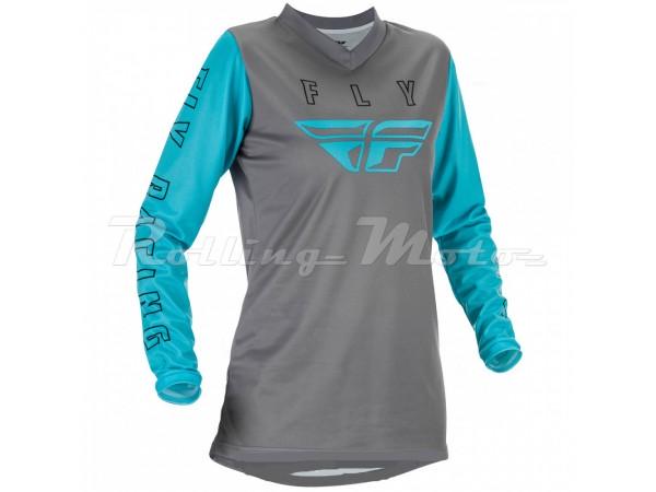 Купить  Джерси (футболка для мотокросса) FLY RACING WOMEN'S F-16 (2021) (женская) серый/голубой M (шт) (0 купить с доставкой по Москве и России, цена, технические характеристики, комплектация фото  - motoserp.ru