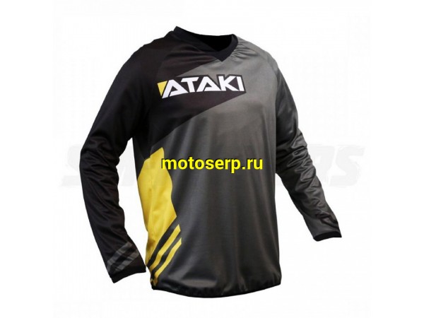 Купить  Джерси (футболка для мотокросса) ATAKI Rampage серый/жёлтый M (шт) (0 купить с доставкой по Москве и России, цена, технические характеристики, комплектация фото  - motoserp.ru