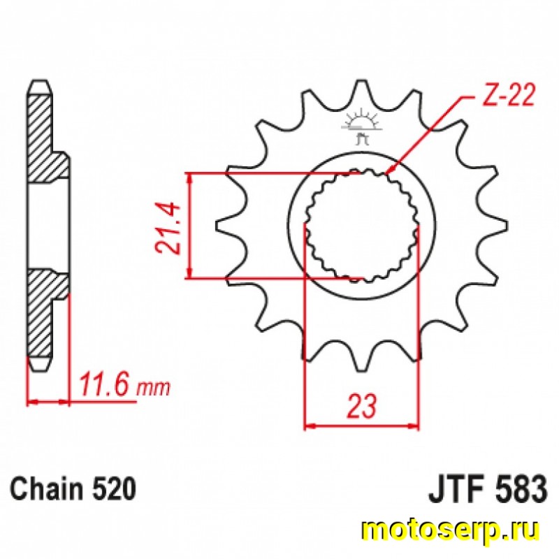 Купить  ====Звезда ведущая JTF583.13 JP(шт) (0 купить с доставкой по Москве и России, цена, технические характеристики, комплектация фото  - motoserp.ru
