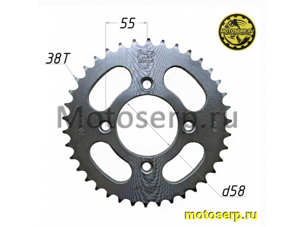 Купить  Звезда ведомая голая (венец) (428-38) (428-38T D-58mm, 4x55mm) 200GY-5 сталь (шт) (Regul RM-101004 (MOTO-SKUTER 17688 купить с доставкой по Москве и России, цена, технические характеристики, комплектация фото  - motoserp.ru