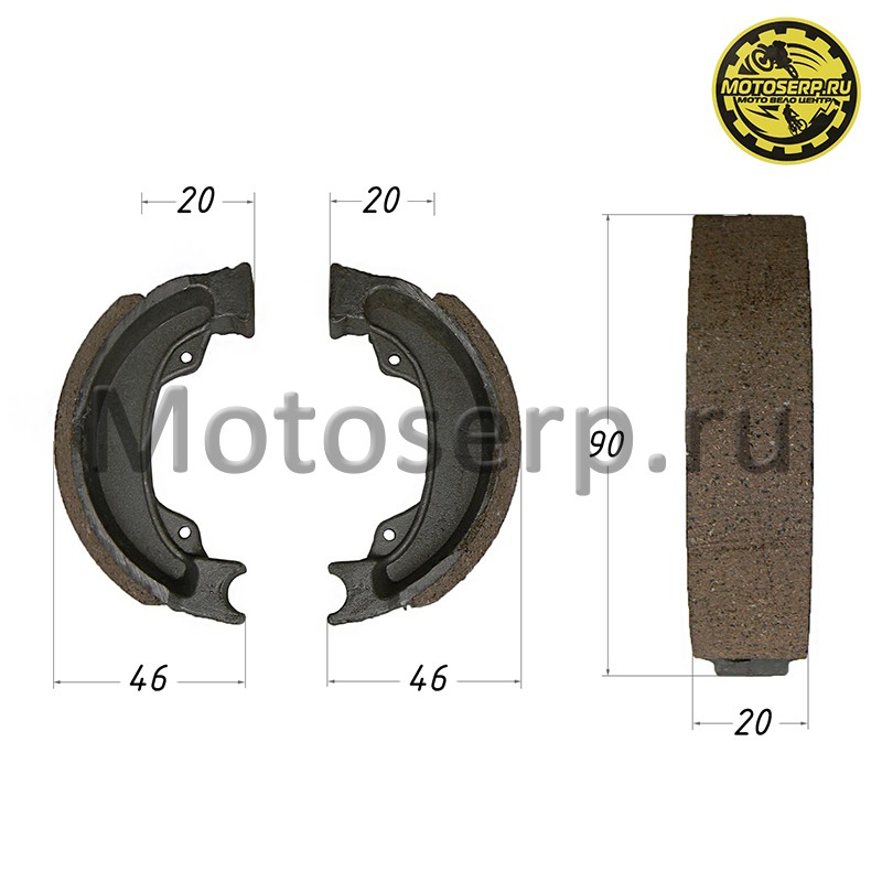 Купить  Колодки тормозные барабан d= 90mm h=20mm  Honda DIO, TACT (прямая пружина) (пар) (ANKON 012329 купить с доставкой по Москве и России, цена, технические характеристики, комплектация фото  - motoserp.ru