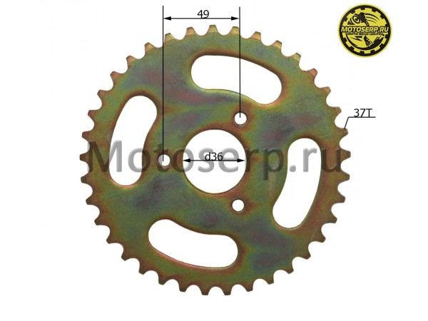 Купить  Звезда ведомая голая (венец) (420-37) (420-37T D-36mm, 3x49mm) Grizzlik 7Lux и др. ATV (шт)  (MOTAX купить с доставкой по Москве и России, цена, технические характеристики, комплектация фото  - motoserp.ru